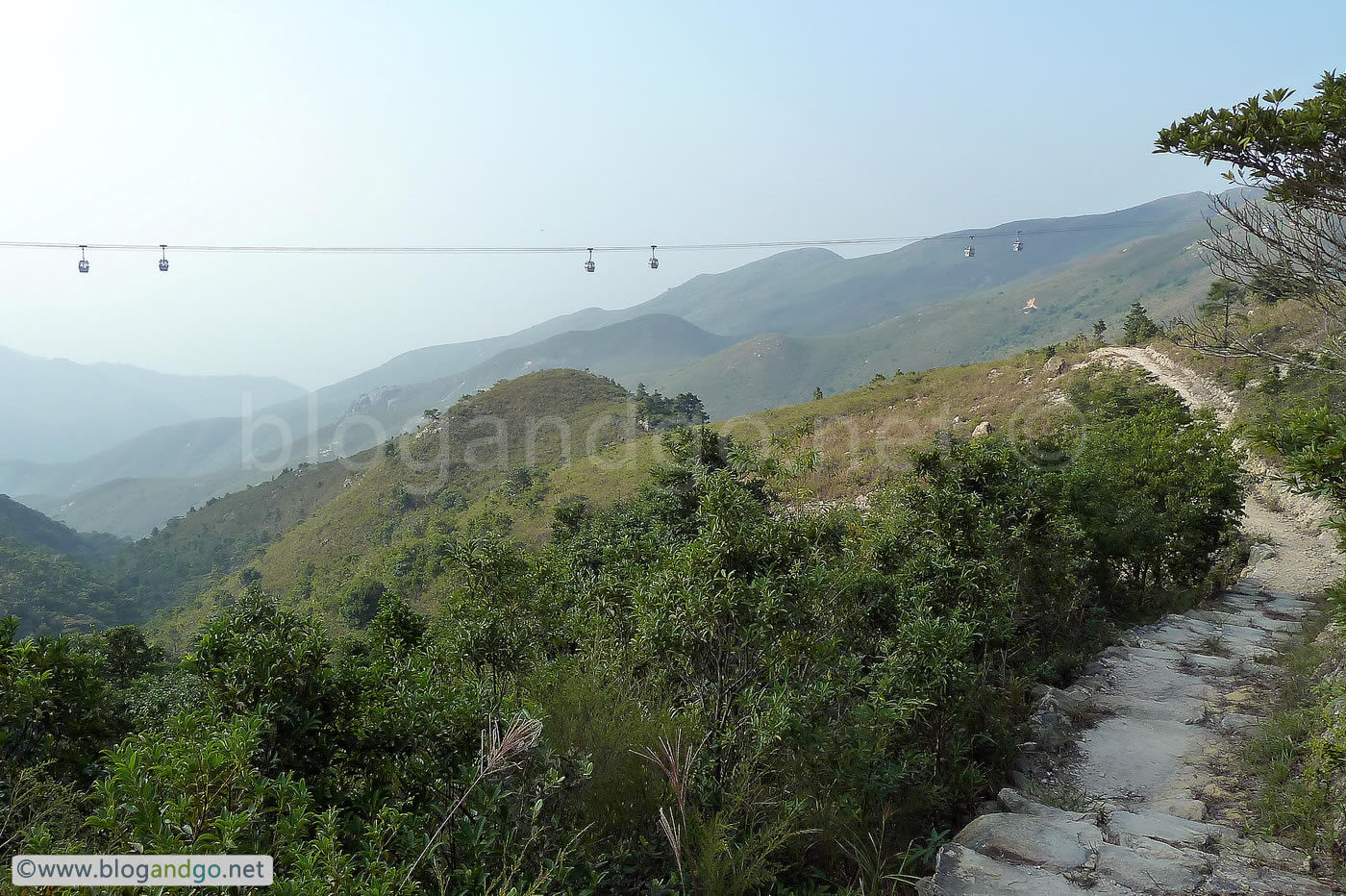 Lantau Trail - Under the cable cars